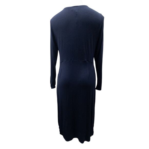 ModCloth On The Town Faux Wrap Dress Navy Blue Women's XL V Neck Long Sleeve - Picture 4 of 5